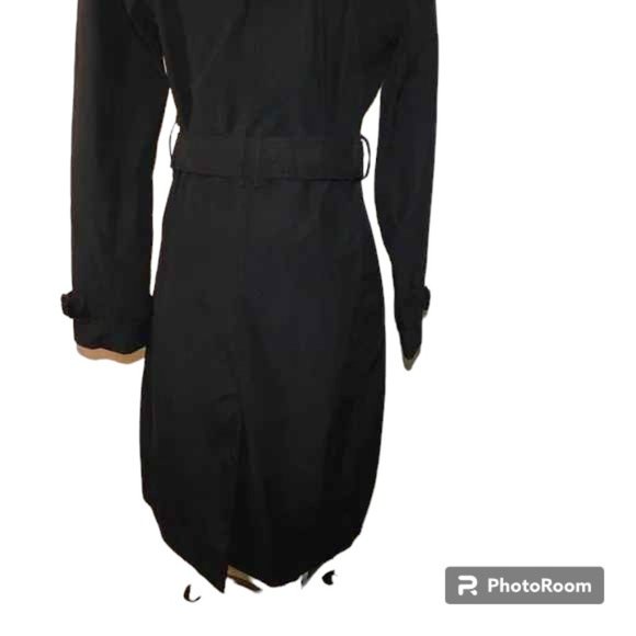 Norma Kamali Double Breasted Belted Black Trench Coat Size Medium Career - Picture 14 of 15